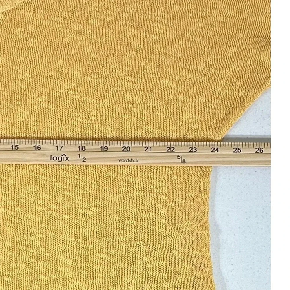 Fresh Produce Yellow Open Knit Sweater Size‎ Medium Large 3/4 Sleeve Scoop Neck